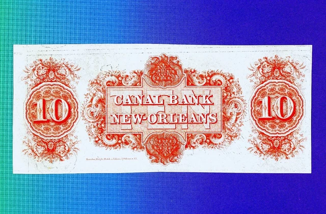 Louisiana New Orleans Canal Bank $10 Obsolete Currency UNCIRCULATED HIGH GRADE