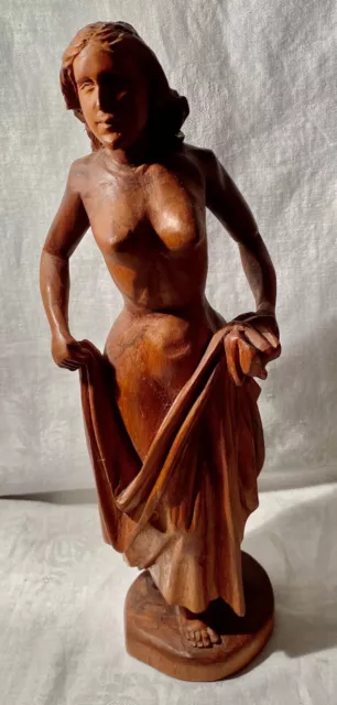 Vintage French Folk Art  Hand Carved Wood Figure  Statue