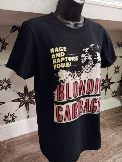 BLONDIE & GARBAGE Rage And Rapture Concert Tour (Small) Black T Shirt CITY DATES 2