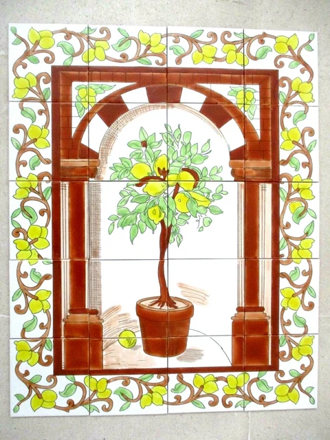 24" x 30" (60 cm x 75 cm) Ceramic tile art mural panel Lemon Tree BACKSPLAH