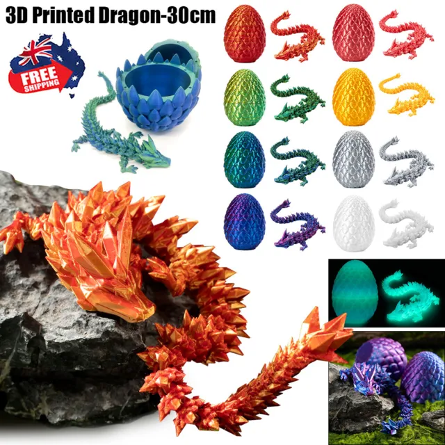 30cm 3D Printed Dragon in Egg Dragon Scale Egg Toys Kids Festival Gifts AU