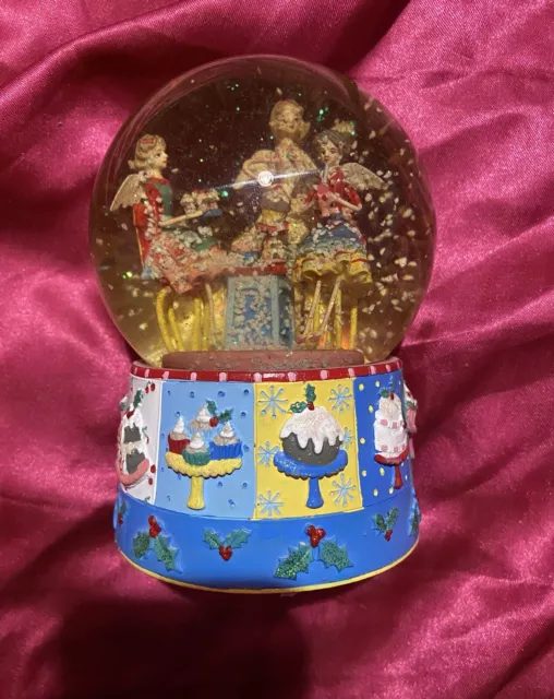 Raro Grande Hada de Navidad Musical Globo de Nieve Adorno Pastel ¿Gisela Graham? Lindo