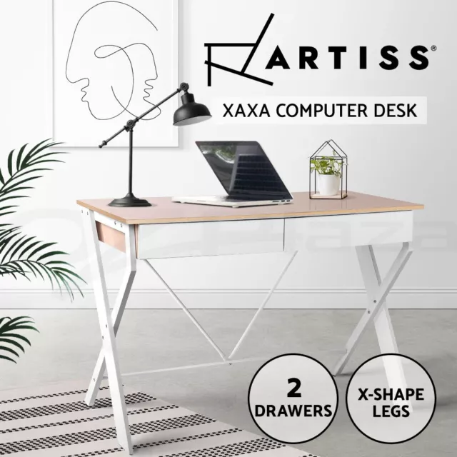 Artiss Computer Desk Drawer Home Office Study Table Oak 100CM