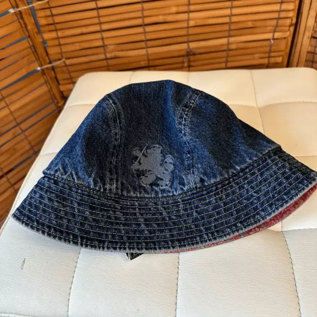 Vintage Tommy Hilfiger Womens Paisley Lined Denim Bucket Hat Blue Size L-XL NWT