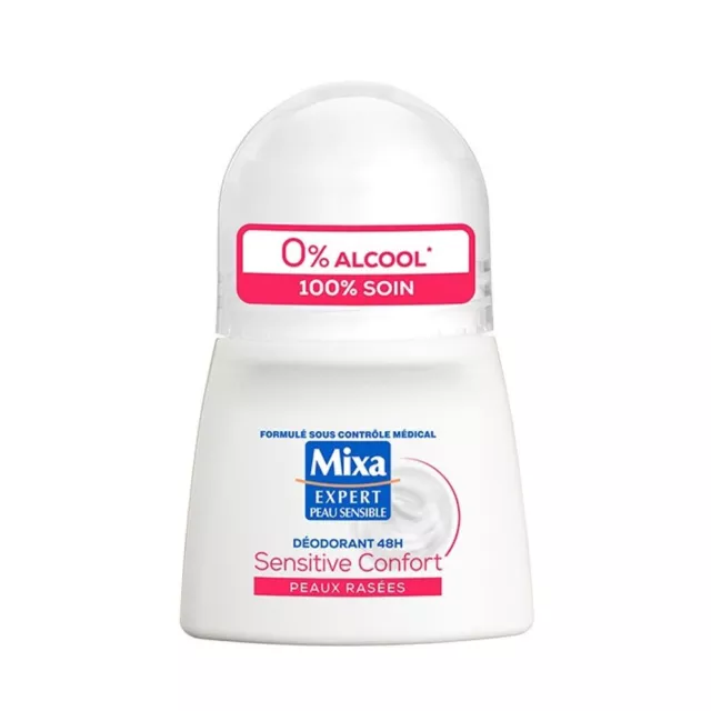 Lot de 3 déodorants MIXA  Roll on bille 50 ml sensitive peau rasée