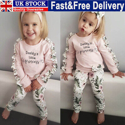 Newborn Toddler Baby Girls Outfits Floral Tops Pants Tracksuit Set Clothes