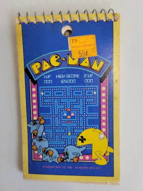 Vintage Pac-Man Notepad Notebook 1980 Midway MFG Memo Pad Video Game