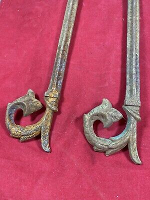 Antique Iron Curtain Rods, Ornate Tips, No Cracks or Damage, RePurpose or USE 3