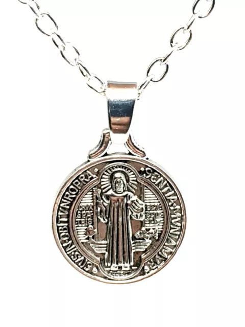 Collana con ciondolo di San Benedetto, medaglia, medaglione, croce, catena... 3