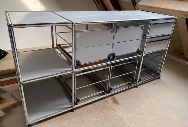 USM Haller Sideboard mit Ausziehtablaren Hängeregistern Büro lichtgrau 150 breit