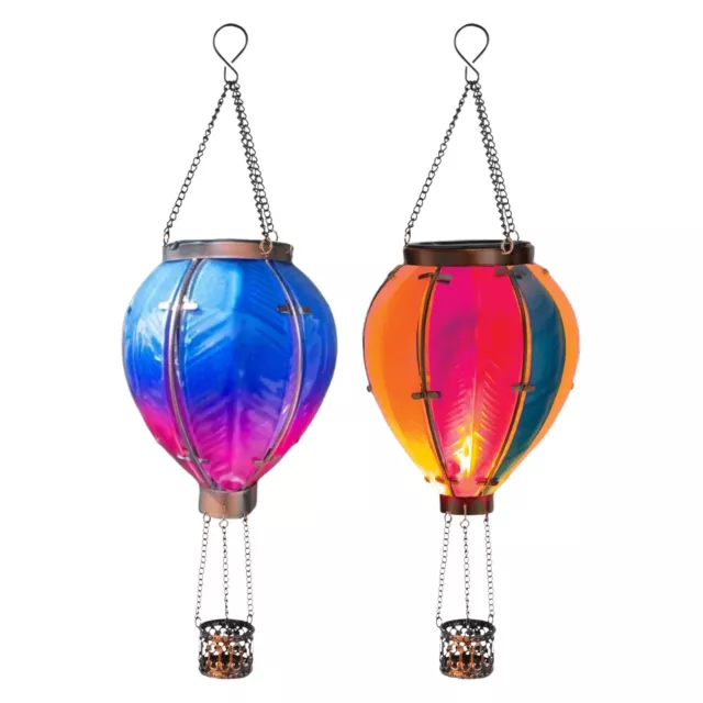 Hot Air Balloon Solar Lantern with Flickering Flame Light, Solar Hanging Lights