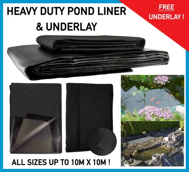 Pond Liner & FREE Underlay, Heavy Duty, Garden Pond Landscaping, ALL SIZES
