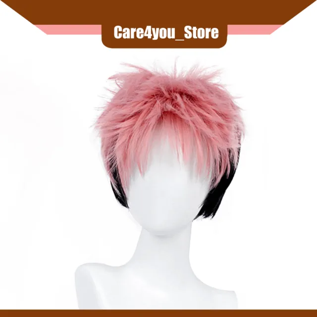 Item of 1 Women 12" Straight Hair Wigs Gradient Pink Short Hair Wig with Wig Cap