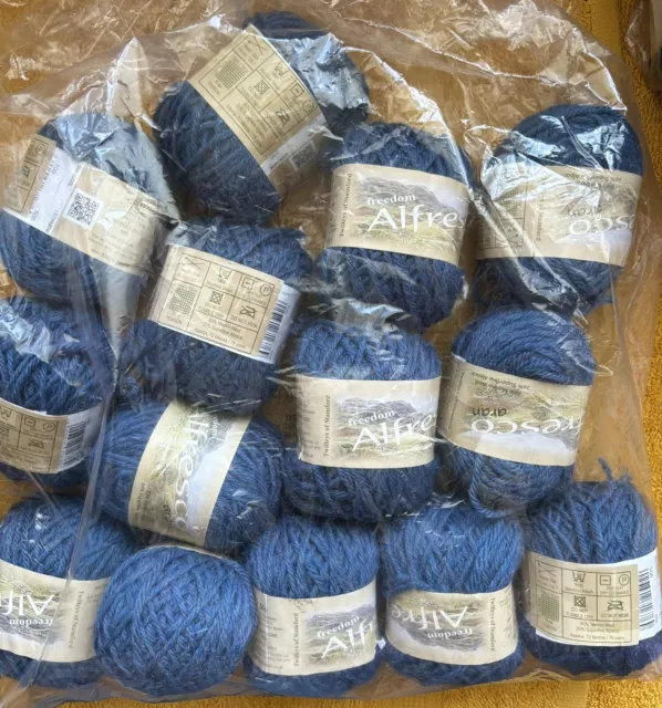 Twilleys of Stamford Freedom Alfresco Aran Yarn 14x50g 80% Merino Wool Blue Knit