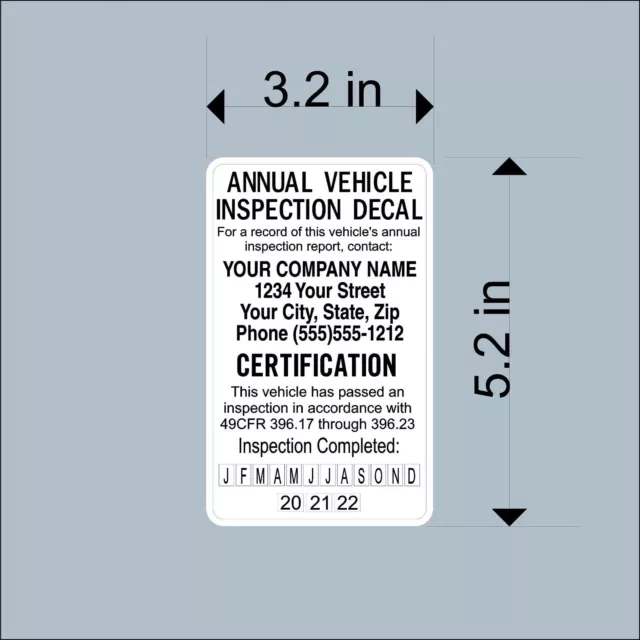 ANNUAL VEHICLE INSPECTION Decal Sticker Trucks, Trailers 2024