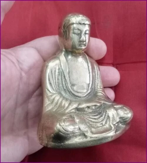 Buddha in ottone pesante alto cm 9 vintage