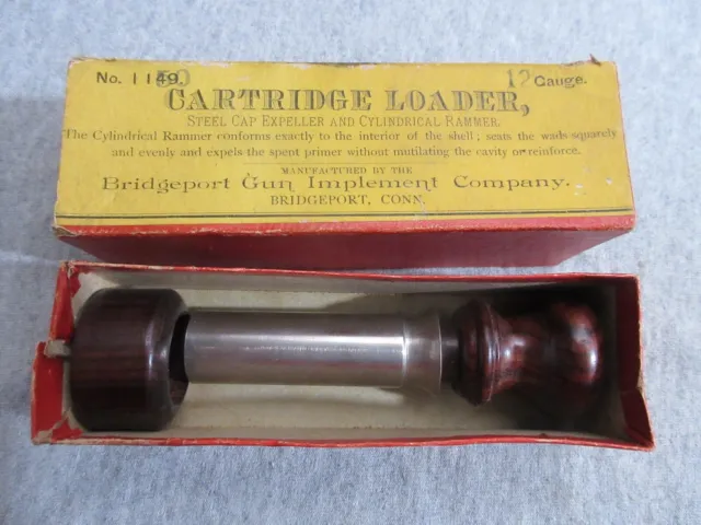 vintage Bridgeport 12 gauge shotgun shell reloading sleeve & rod & stand lot A