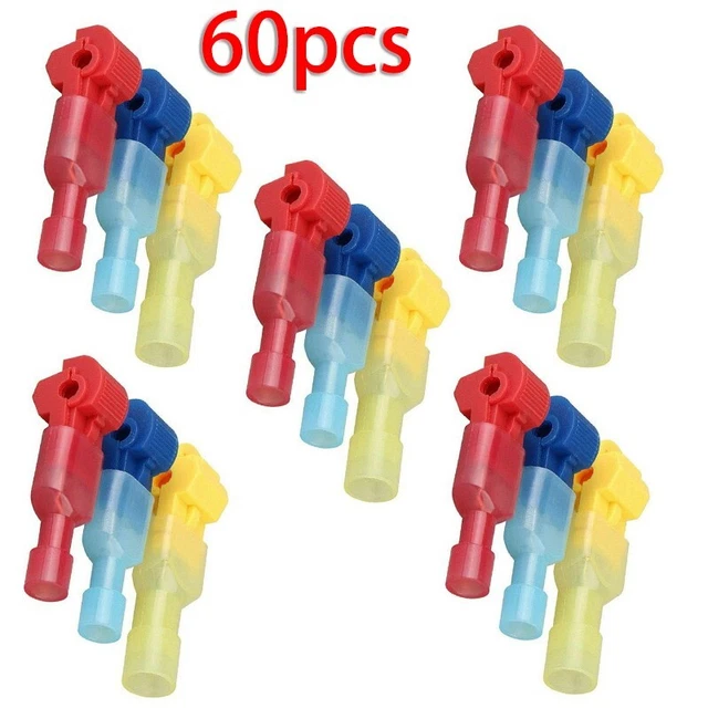 60PCS Rapide Épissure Câble Terminal Connecteurs Sécurité 22-10 Awg T-Taps Combo