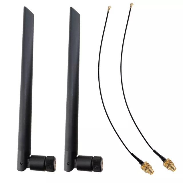 2pcs PCI-e RP-SMA Cable 6dBi External Antenna for AC WiFi 2.4G 5.8GHz Bluetooth