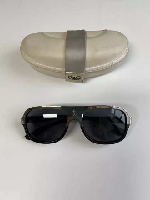 DOLCE & GABBANA D&G 8015 501/87 56mm Black Chrome Silver Sunglasses Italy Used