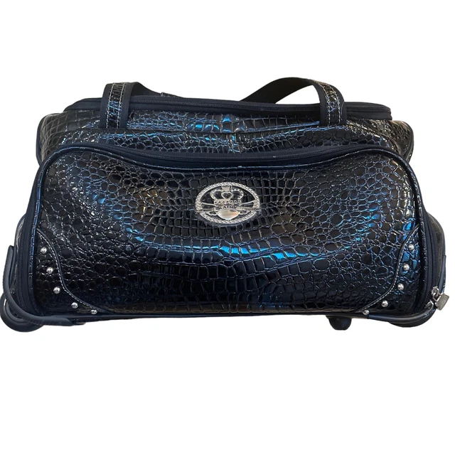 Kathy Van Zeeland Travelware Black Croco with Wheels Carry on/ Duffle 21” Long
