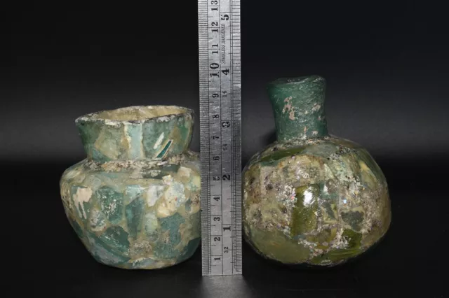 10 Large Ancient Roman Glass Pot Jars & Bottles Circa 1st - 3rd Century AD 3