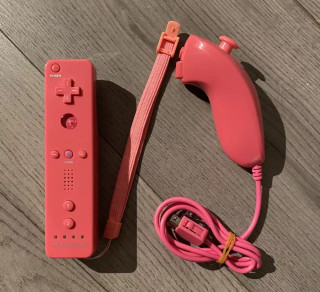 Wireless Remote Controller Nunchuck for Nintendo Wii Wii U Motion Plus, Pink