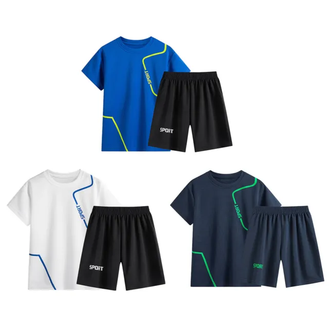 Trainingsanzug Jungen Zweiteiler Sport Fußball Outfits Kurzarm Shirt mit Shorts