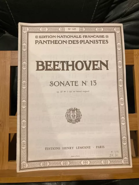 Beethoven Sonate n°13 opus 27 1 partition piano Panthéon pianistes n°145 Lemoine