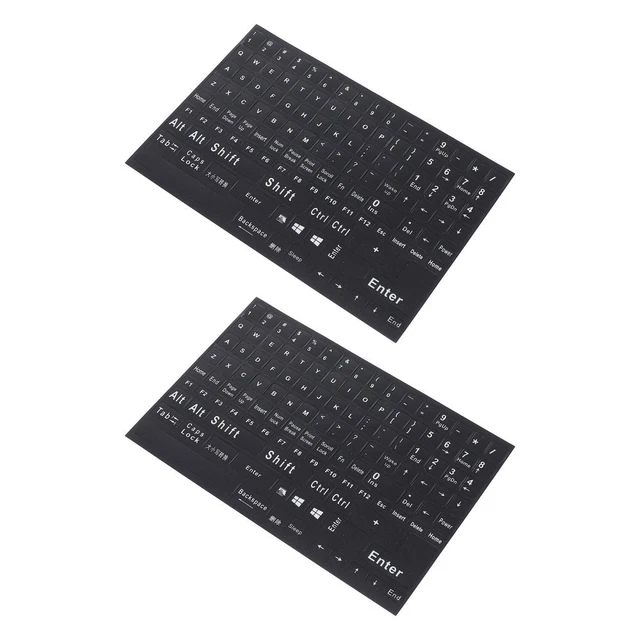 Autocollants Clavier Alphabet Ukrainien - Lot De 2 - PVC Noir - Taille Bloc 18x6.5 Cm - Pour PC Portable Et Bureau