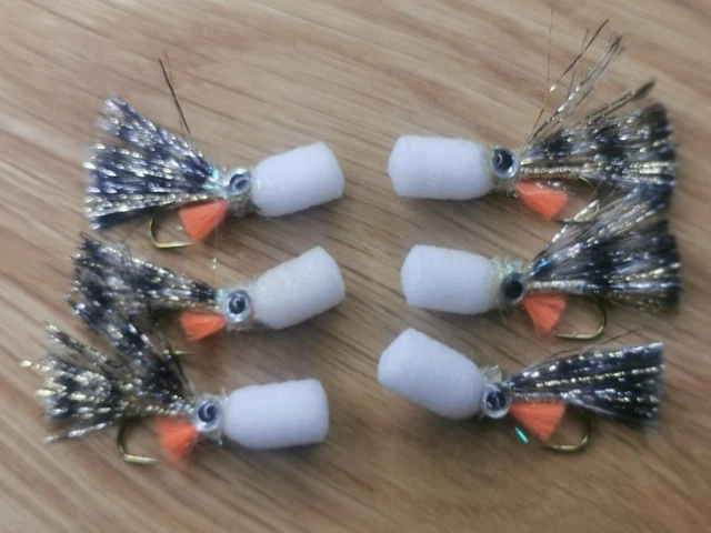3 RUTLAND Draycote Silver Popper Perch Fry Trout Flies Iain Barr - Foto 2