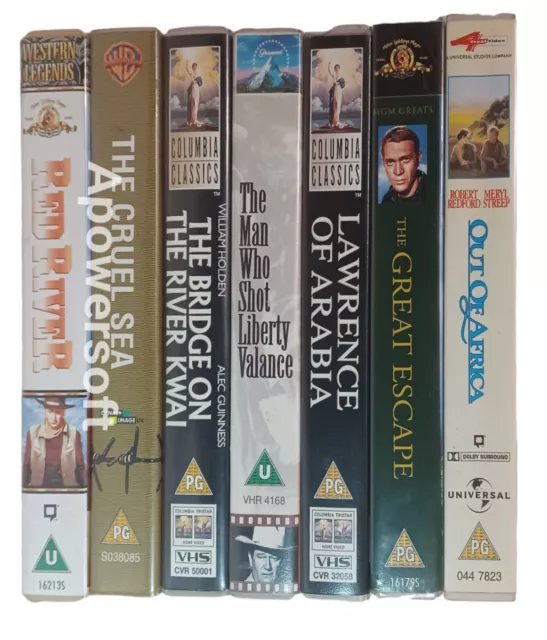 Classic VHS War Film Bundle John WAYNE/ALEC GUINNESS/PETER O'TOOLE/STEVE MCQUEEN
