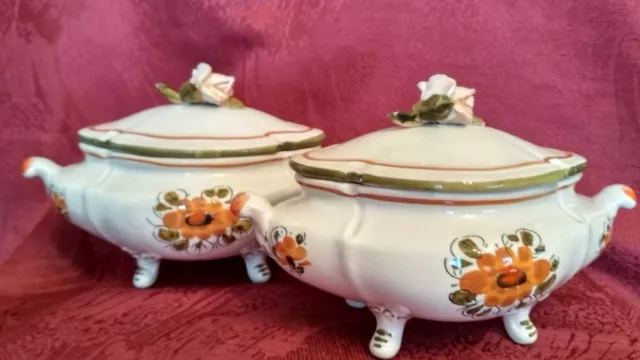 2 Vintage Covered Footed Bowl/Tureen Ceramic ITALY 3