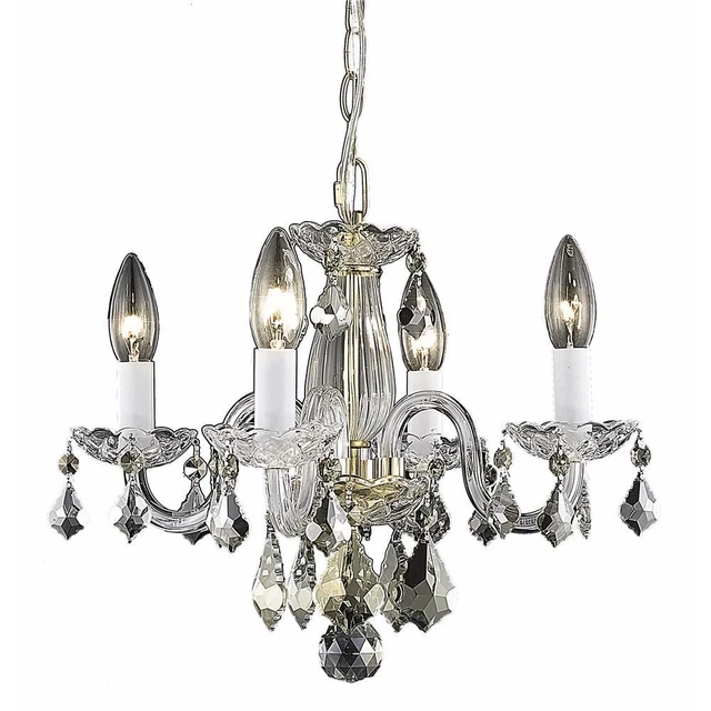 Elegant Lighting V7804D15G-RC 12 x 15 in. Rococo 4 light Gold Pendant - Royal Cu