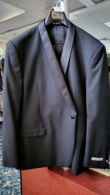 Zonettie Slim Fitted Black Satin Shawl Tuxedo