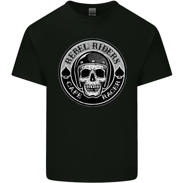 T-shirt top da moto Rebel Cafe Racer Biker da uomo in cotone