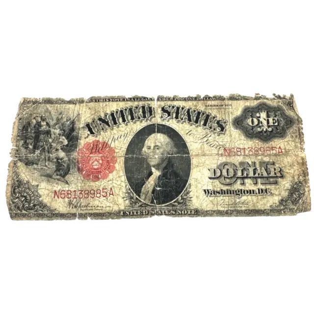 1917 $1 Dollar Bill - Large Federal Reserve Note - Horse Blanket