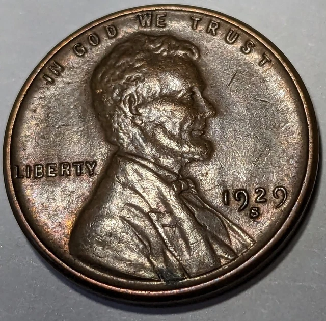 1929 - S - US Lincoln Wheat Cent Penny - AU