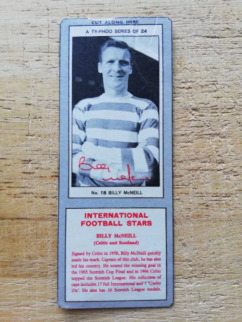 BILLY McNEILL CELTIC LEGEND TYPHOO TEA INTERNATIONAL STARS CARD