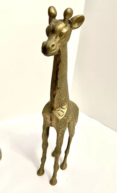 Vintage Brass Giraffe Figurine Statue Large 11” tall  sculpture metal decor