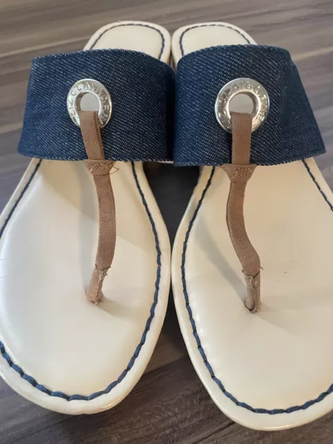 Liz Claiborne Denim Women’s Sandals Size 7 1/2  2.5 wedge heel. Pre owned.