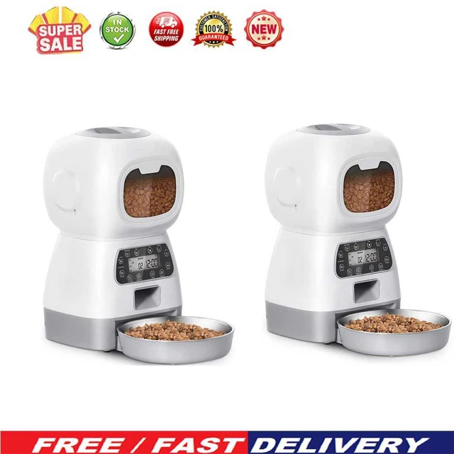 3.5L Automatic Pet Feeder Food Dispenser Cats Dog Timer Stainless Bowl Container