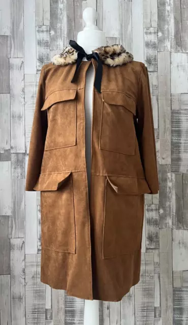 H&M Brown Faux Suede Jacket Size 14