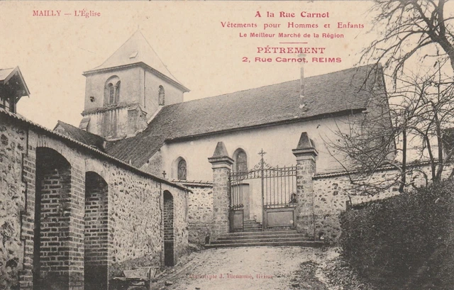 CPA 51 MAILLY L'Eglise  publicité PETREMENT 2 rue Carnot REIMS