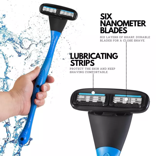 Back Shaver for Men - Long Handle Back Hair and Body Shavers - Replaceable Ultra