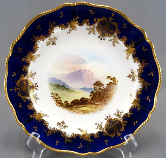 Copeland Spode Hand Painted CE Proctor Cobalt Gold Landscape 9 1/4 Inch Plate C