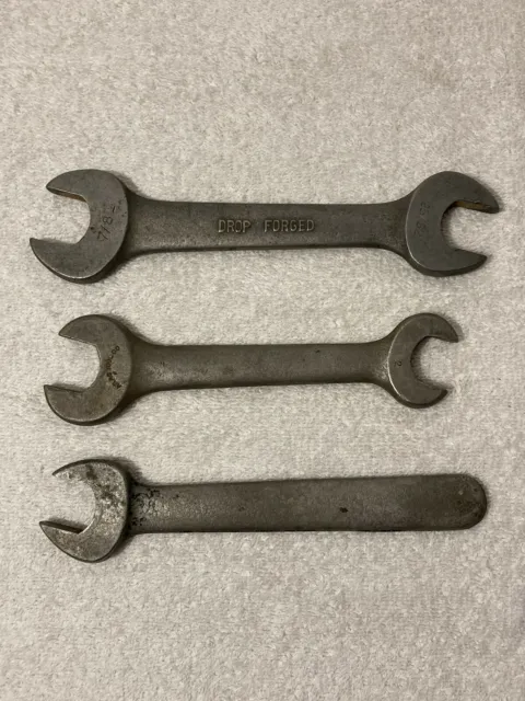3 Vintage DROP FORGED STEEL OPEN END, SINGLE & DOUBLE WRENCHES USA Atlas