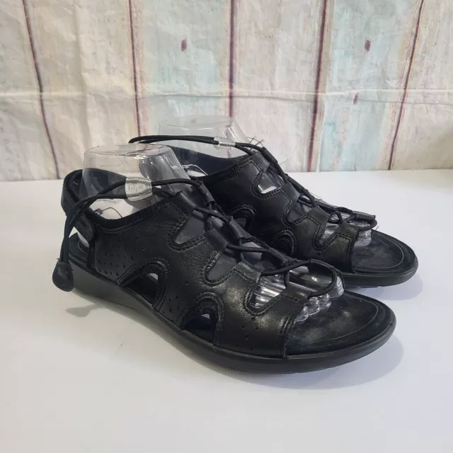 ECCO Soft 5 Toggle Black Leather Women Sandal Size 9 US 7 UK 40 EU