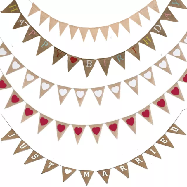 Hessian Shabby Chic Vintage Style Bunting Wedding/Birthday/Valentines Day 3 MTR