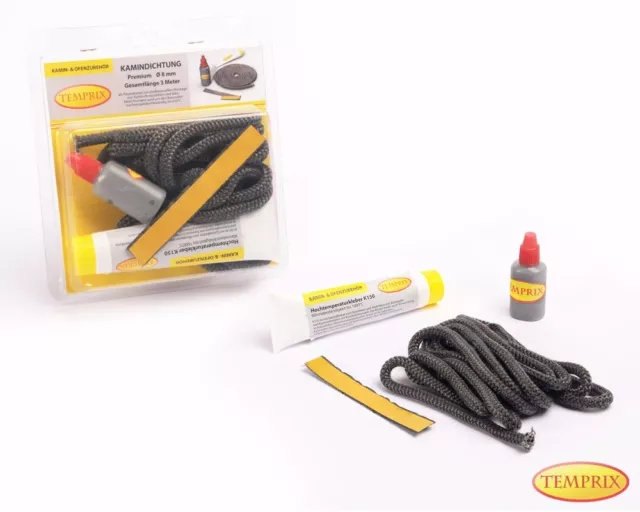 Temprix Cheminée & Four Joint Résistant au Feu Cordon D'Étanchéité Ø 8 MM Rond 7
